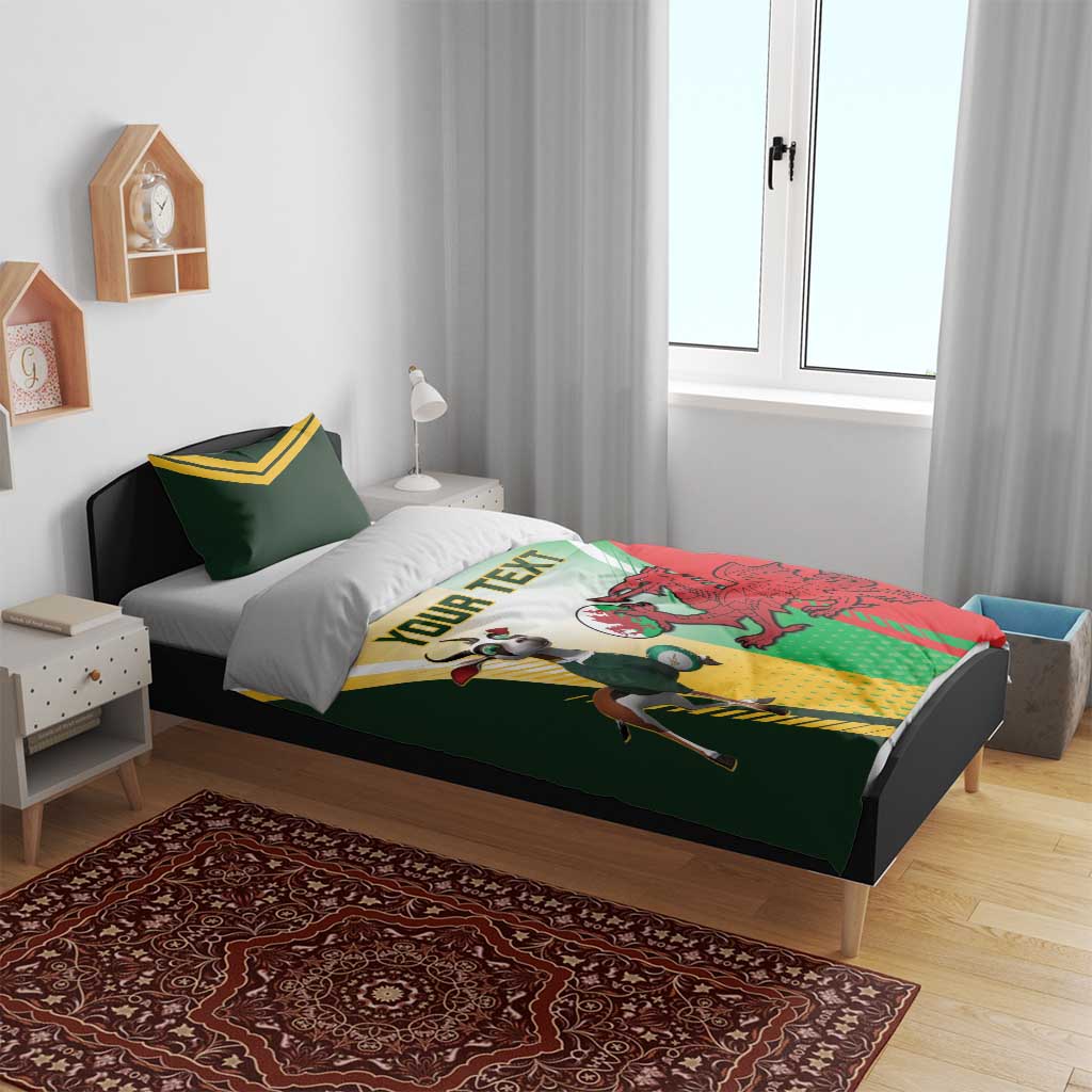 Custom South Africa And Wales Rugby Bedding Set Springboks Welsh Mascots Dynamic Version