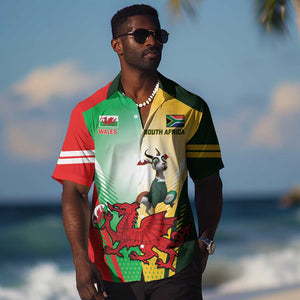 Custom South Africa And Wales Rugby Hawaiian Shirt Springboks Welsh Mascots Dynamic Version