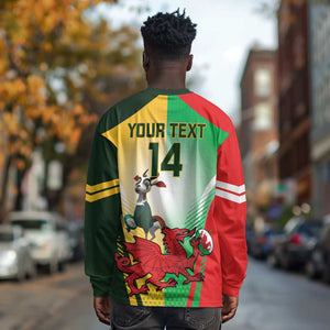 Custom South Africa And Wales Rugby Long Sleeve Shirt Springboks Welsh Mascots Dynamic Version LT14