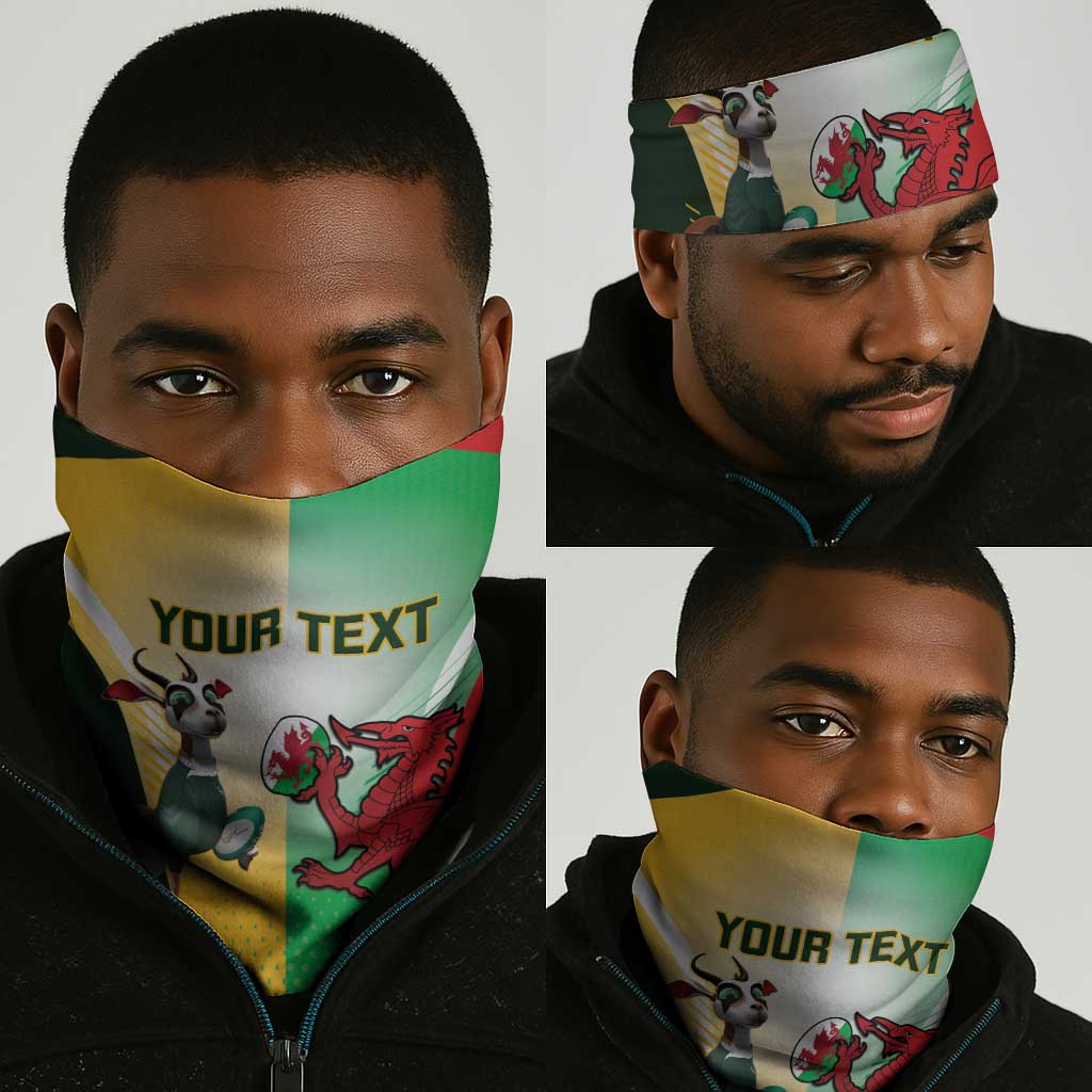 Custom South Africa And Wales Rugby Neck Gaiter Springboks Welsh Mascots Dynamic Version LT14