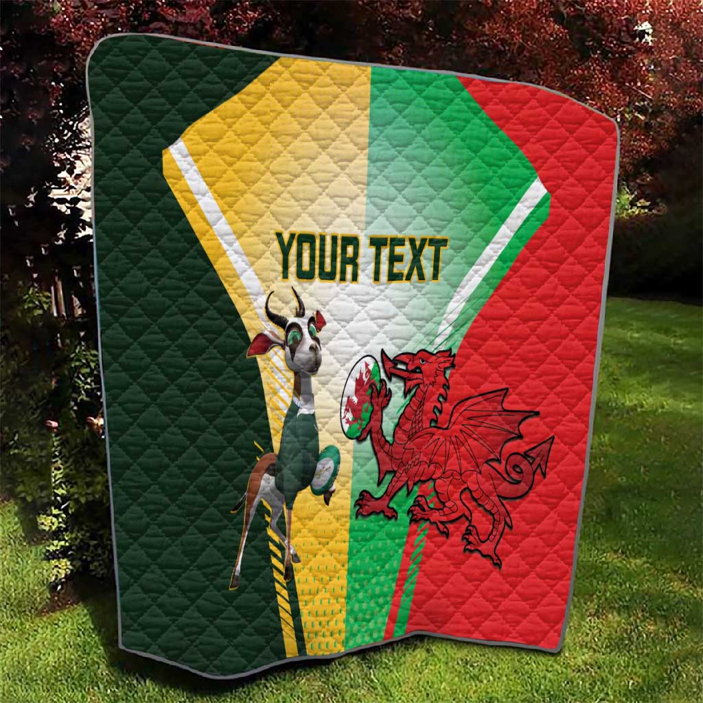 Custom South Africa And Wales Rugby Quilt Springboks Welsh Mascots Dynamic Version