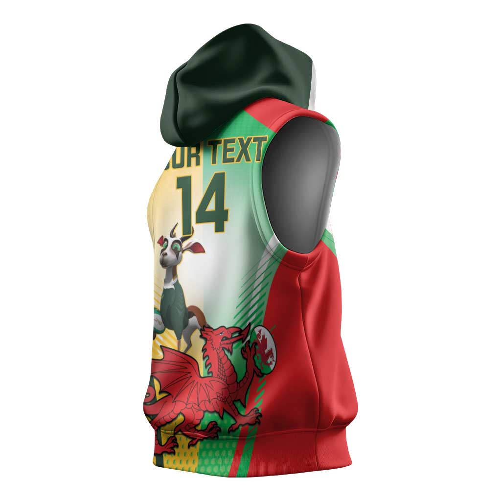 Custom South Africa And Wales Rugby Sleeveless Hoodie Springboks Welsh Mascots Dynamic Version - African Pride