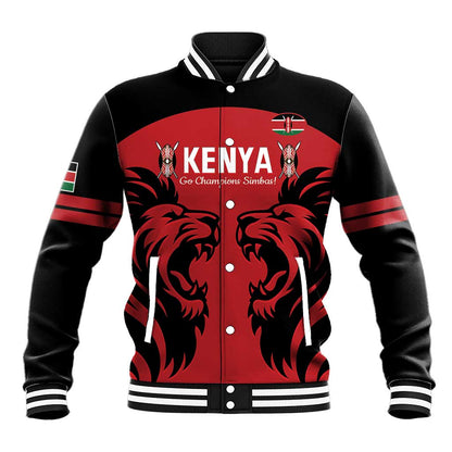 Custom Kenya Rugby Baseball Jacket 2024 Go Champions Simbas - Red LT14