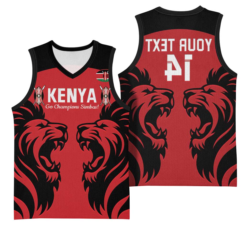 Custom Kenya Rugby Basketball Jersey 2024 Go Champions Simbas - Red - African Pride