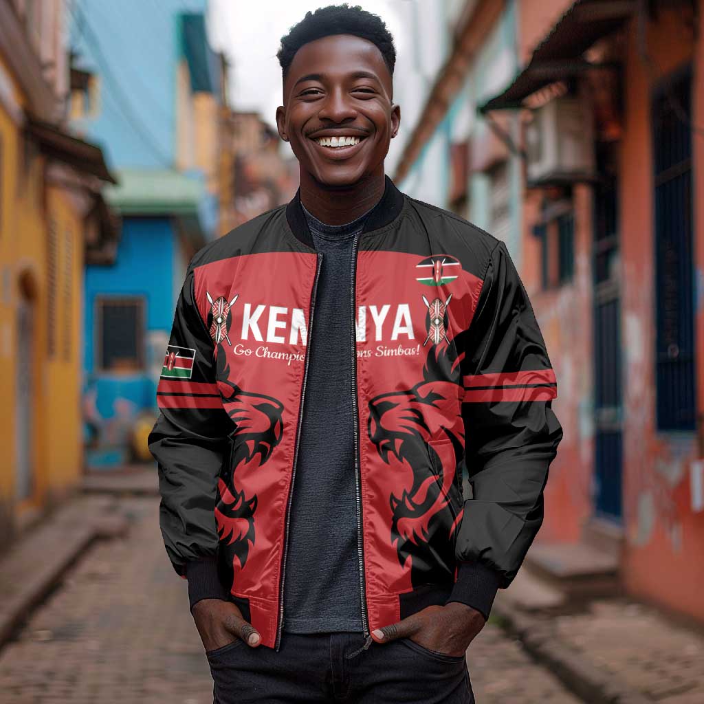 Custom Kenya Rugby Bomber Jacket 2024 Go Champions Simbas - Red