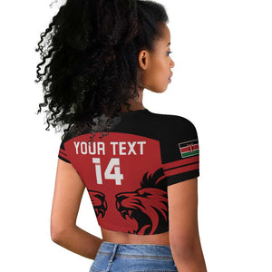Custom Kenya Rugby Raglan Cropped T shirt 2024 Go Champions Simbas - Red