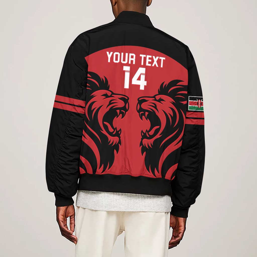 Custom Kenya Rugby Sleeve Zip Bomber Jacket 2024 Go Champions Simbas - Red