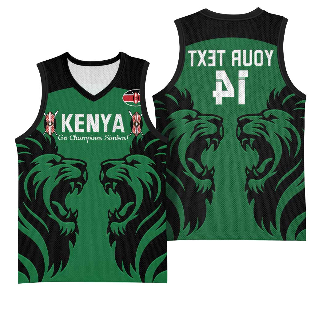 Custom Kenya Rugby Basketball Jersey 2024 Go Champions Simbas - Green - African Pride