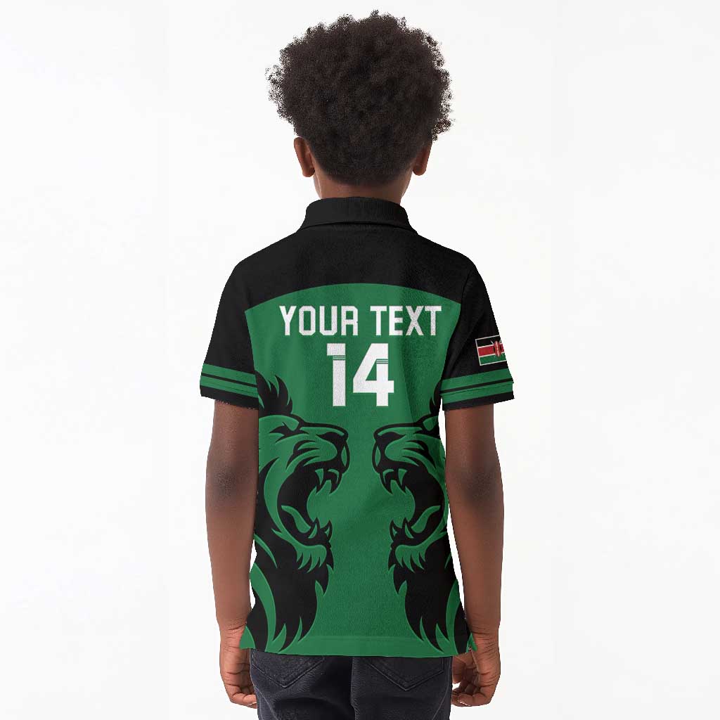 Custom Kenya Rugby Kid Polo Shirt 2024 Go Champions Simbas - Green