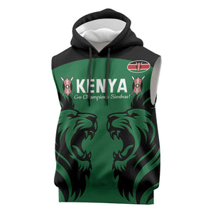 Custom Kenya Rugby Sleeveless Hoodie 2024 Go Champions Simbas - Green - African Pride