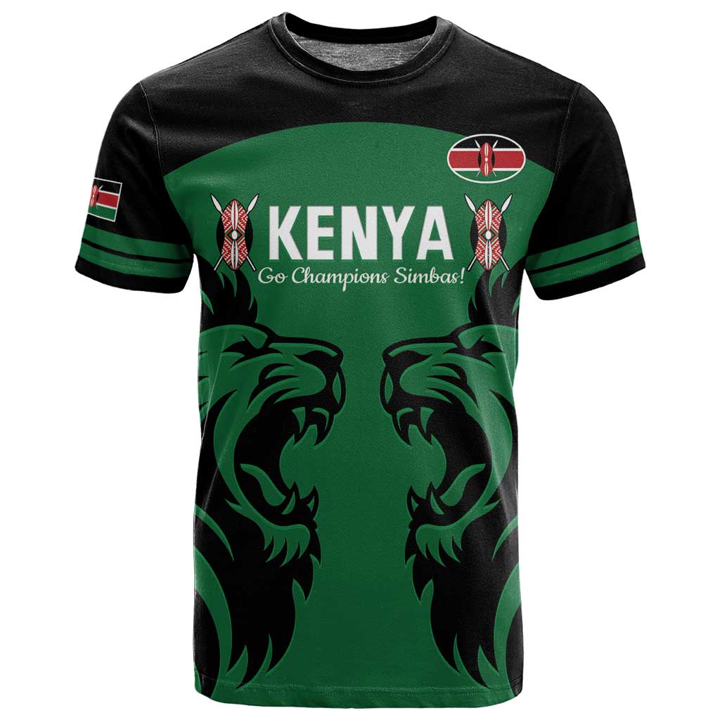 Custom Kenya Rugby T shirt 2024 Go Champions Simbas - Green