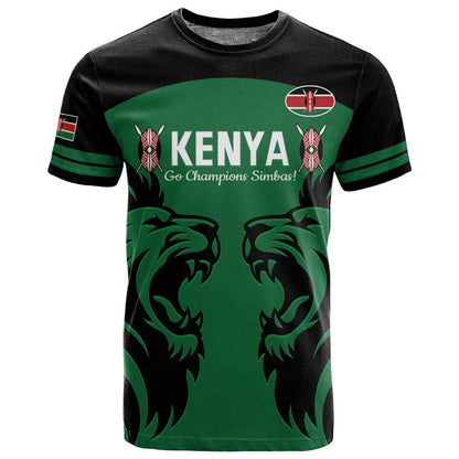 Custom Kenya Rugby T shirt 2024 Go Champions Simbas - Green