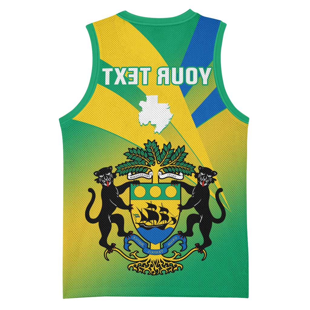 Presonalised Gabon Basketball Jersey Coat Of Arms With Flag Gradient Style - African Pride