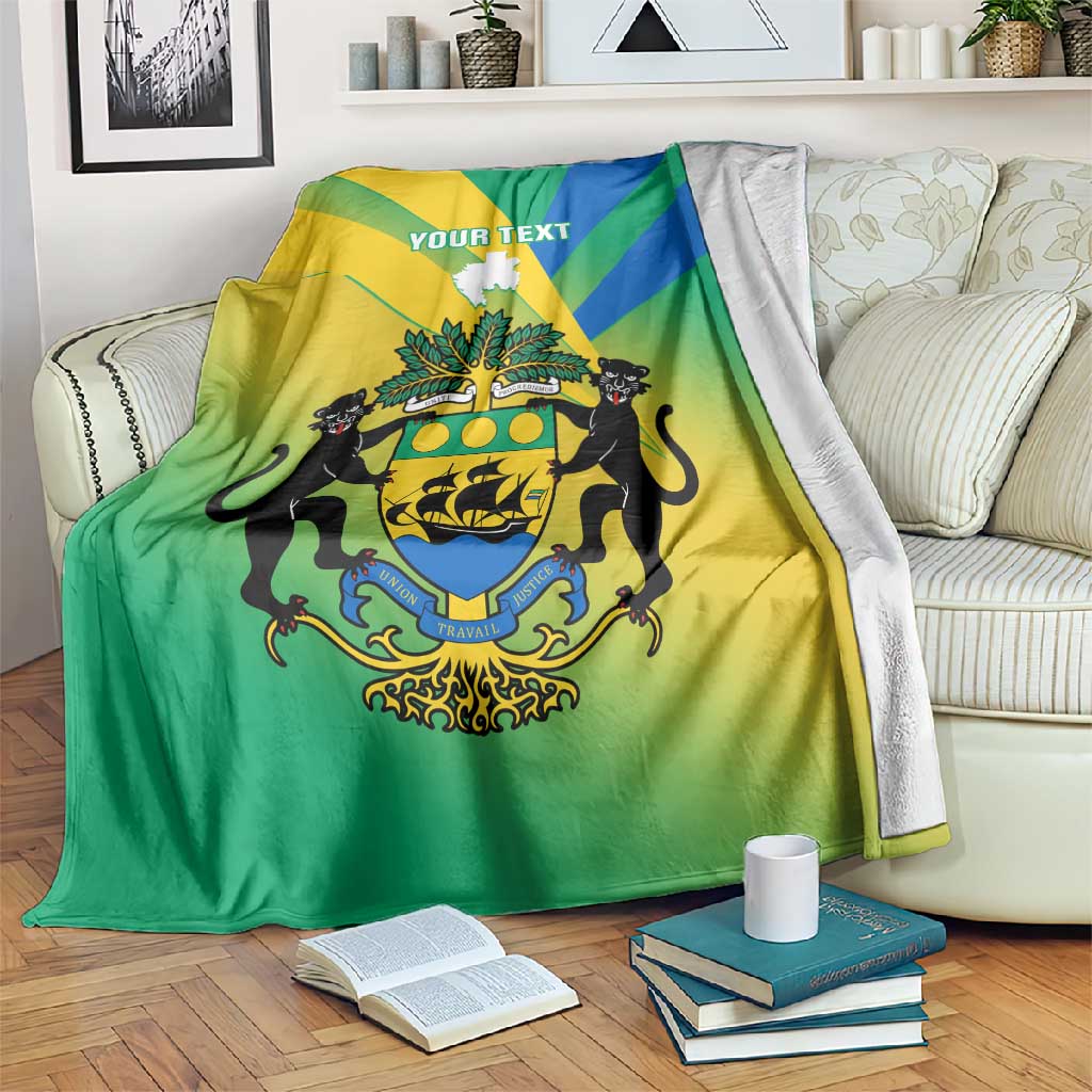Presonalised Gabon Blanket Coat Of Arms With Flag Gradient Style