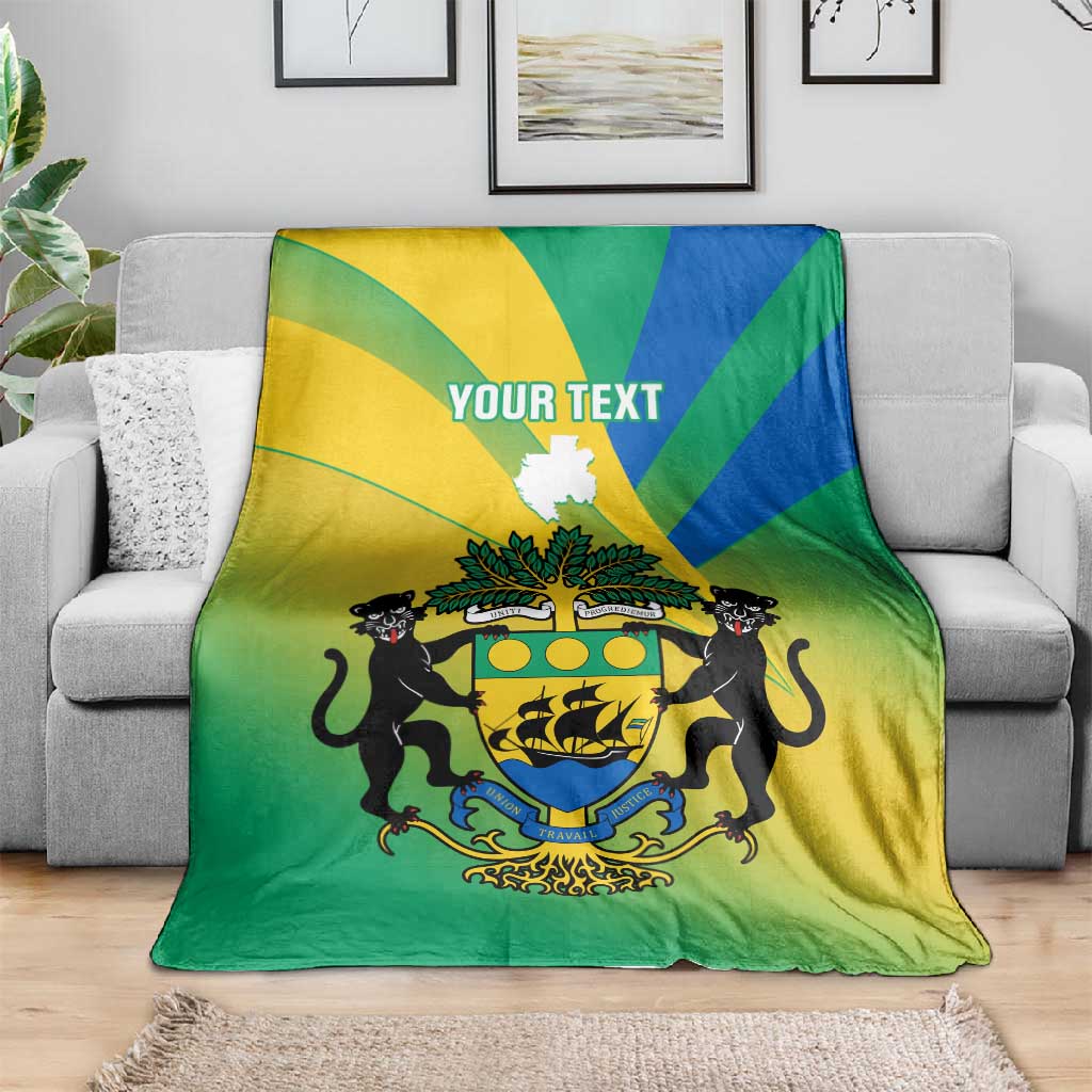 Presonalised Gabon Blanket Coat Of Arms With Flag Gradient Style
