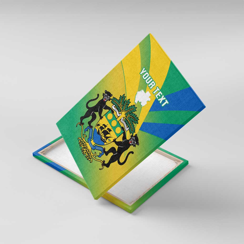 Presonalised Gabon Canvas Wall Art Coat Of Arms With Flag Gradient Style