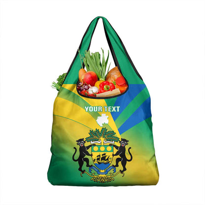 Presonalised Gabon Grocery Bag Coat Of Arms With Flag Gradient Style