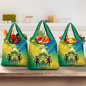 Presonalised Gabon Grocery Bag Coat Of Arms With Flag Gradient Style