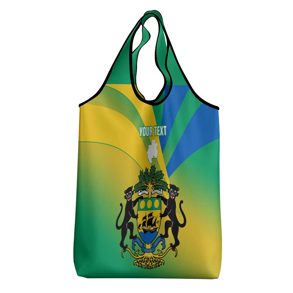 Presonalised Gabon Grocery Bag Coat Of Arms With Flag Gradient Style