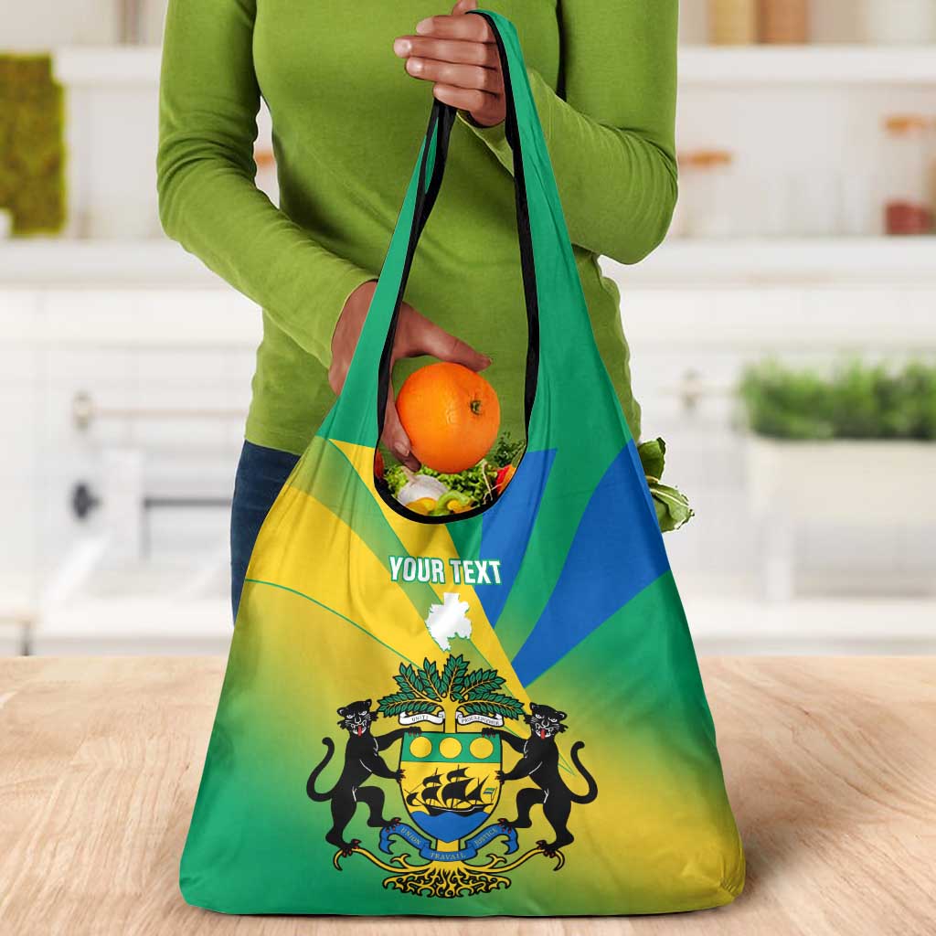 Presonalised Gabon Grocery Bag Coat Of Arms With Flag Gradient Style