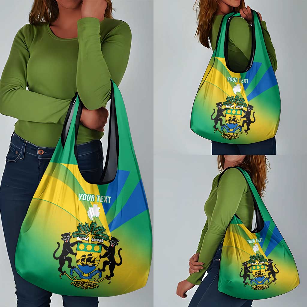 Presonalised Gabon Grocery Bag Coat Of Arms With Flag Gradient Style
