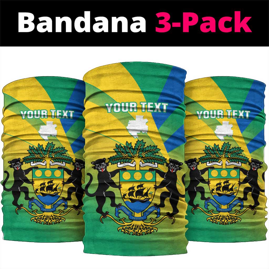 Presonalised Gabon Neck Gaiter Coat Of Arms With Flag Gradient Style - African Pride