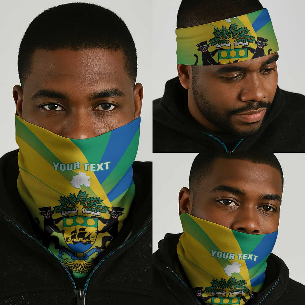 Presonalised Gabon Neck Gaiter Coat Of Arms Flag Gradient Style LT14