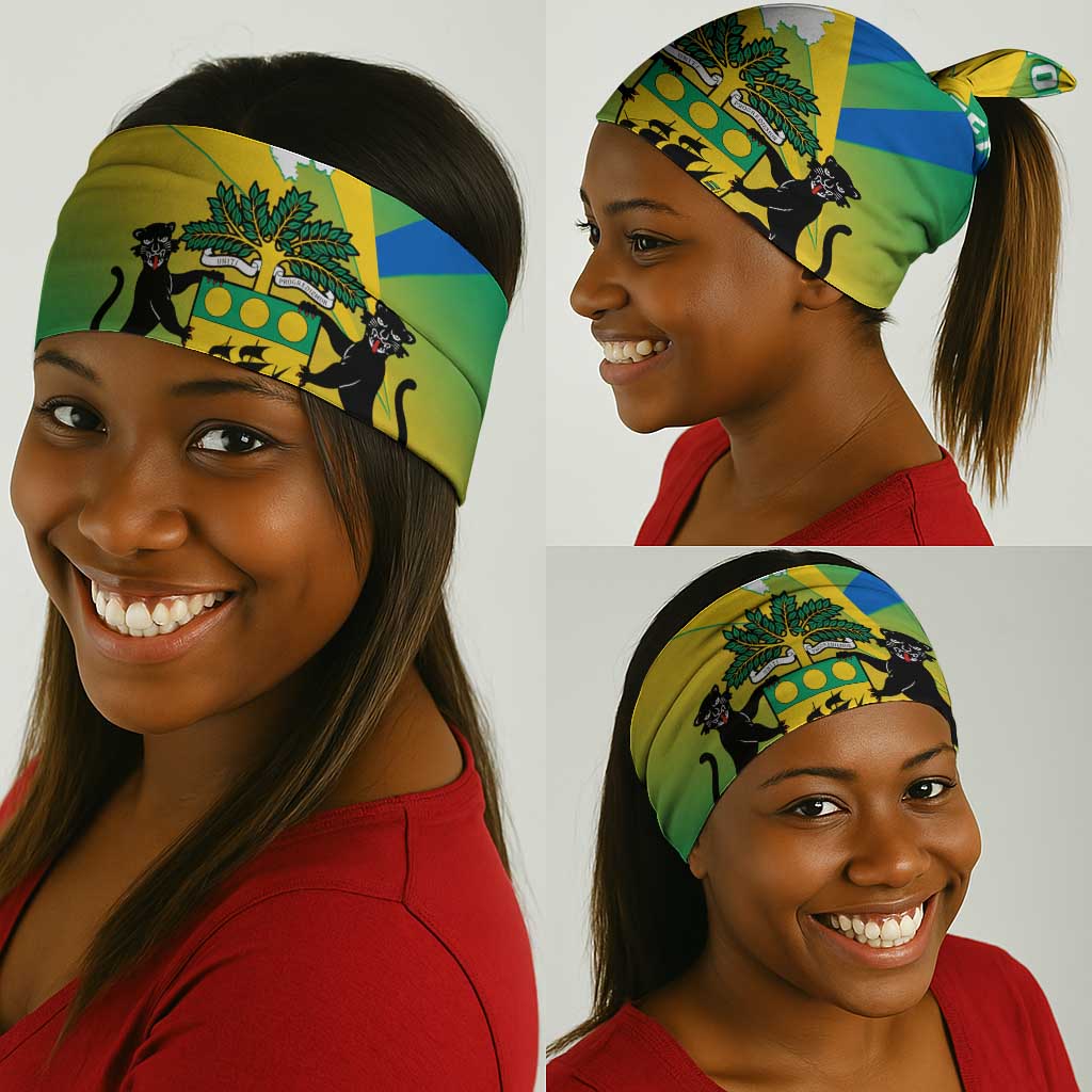 Presonalised Gabon Neck Gaiter Coat Of Arms Flag Gradient Style LT14