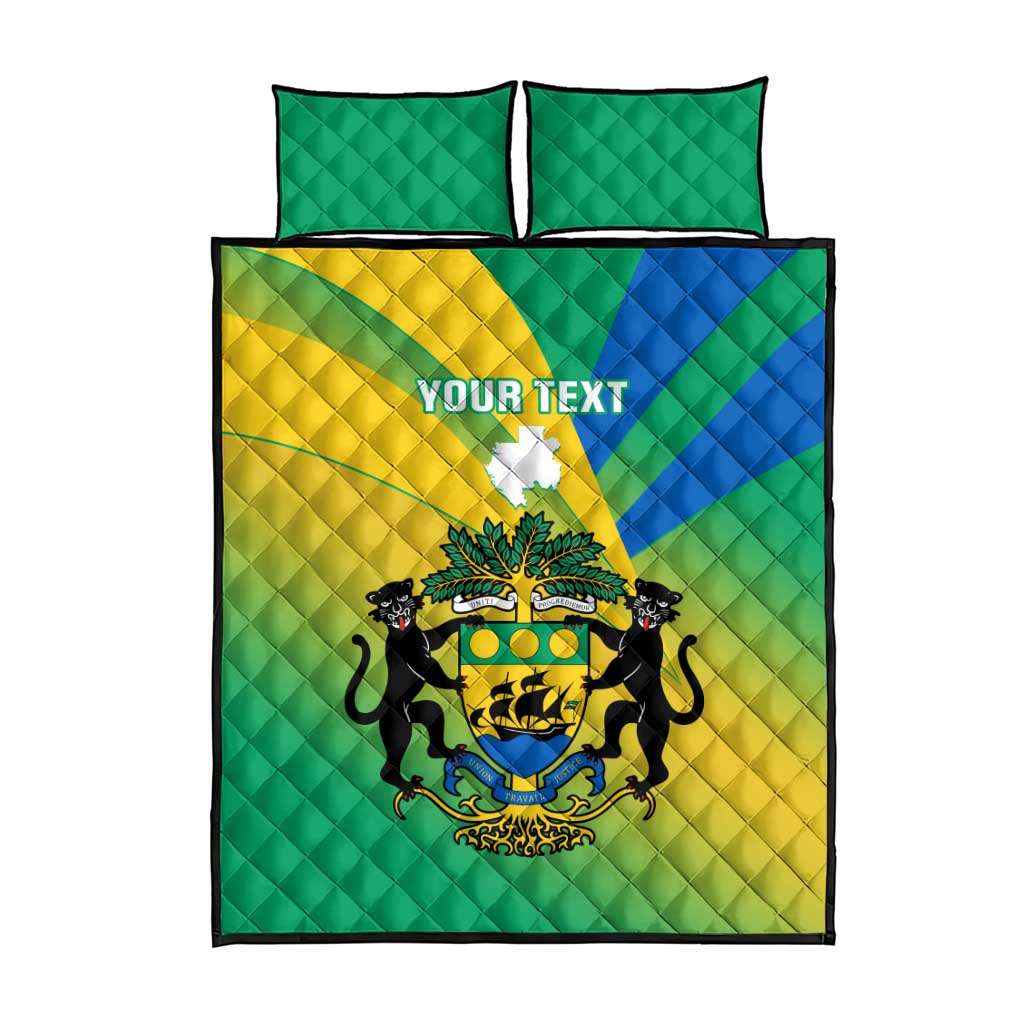 Presonalised Gabon Quilt Bed Set Coat Of Arms With Flag Gradient Style