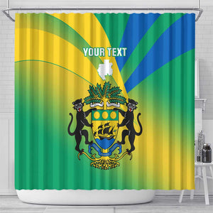 Presonalised Gabon Shower Curtain Coat Of Arms With Flag Gradient Style