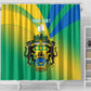 Presonalised Gabon Shower Curtain Coat Of Arms With Flag Gradient Style