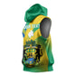 Presonalised Gabon Sleeveless Hoodie Coat Of Arms With Flag Gradient Style - African Pride