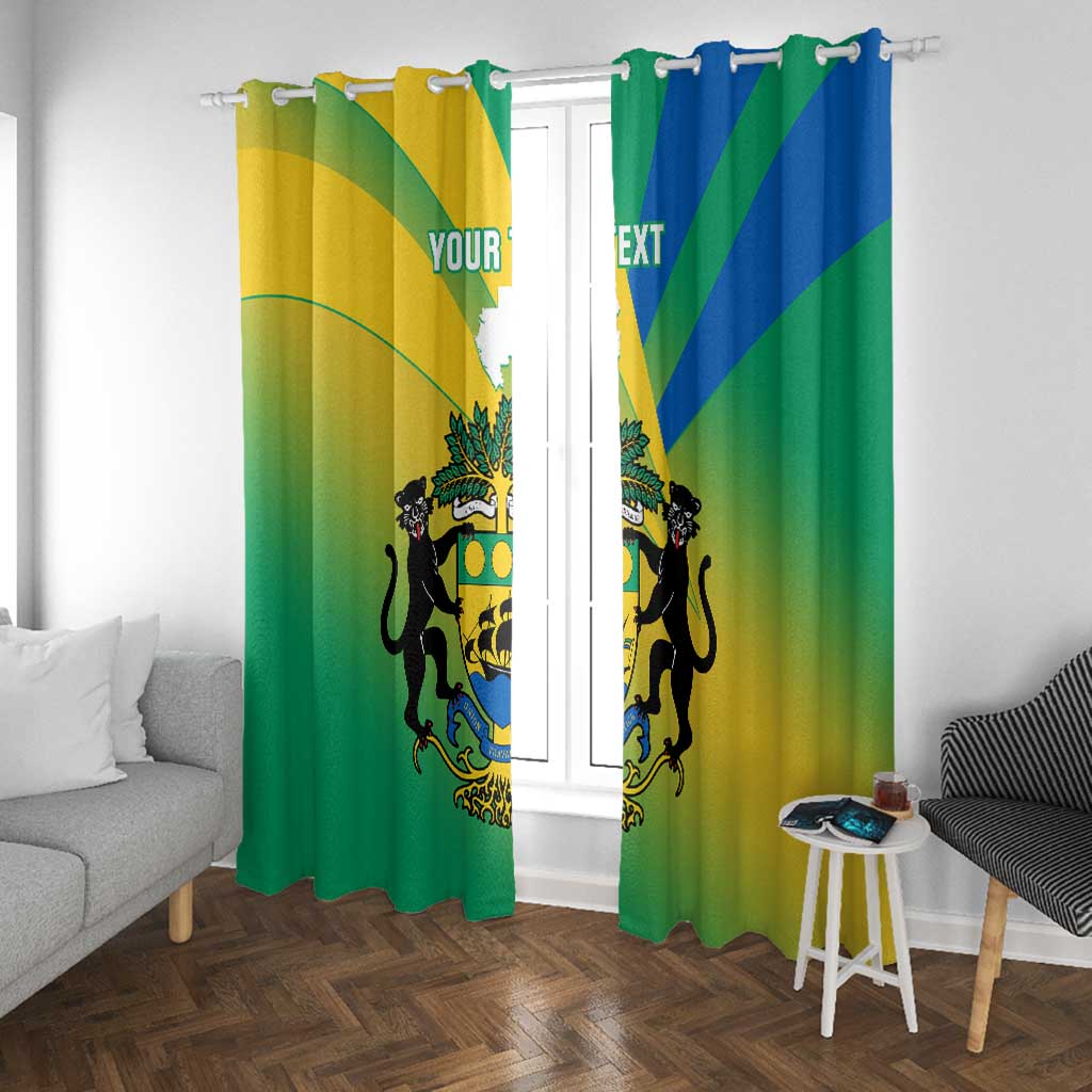 Presonalised Gabon Window Curtain Coat Of Arms With Flag Gradient Style