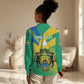 Presonalised Gabon Women Casual Shirt Coat Of Arms With Flag Gradient Style LT14