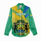 Presonalised Gabon Women Casual Shirt Coat Of Arms With Flag Gradient Style LT14