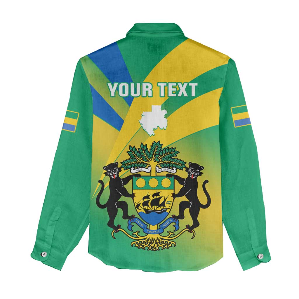 Presonalised Gabon Women Casual Shirt Coat Of Arms With Flag Gradient Style LT14