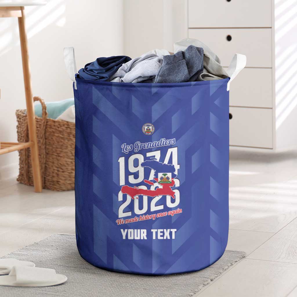 Personalized Afro Haiti Football Laundry Basket Les Grenadiers Made History Once Again Blue Color - African Pride