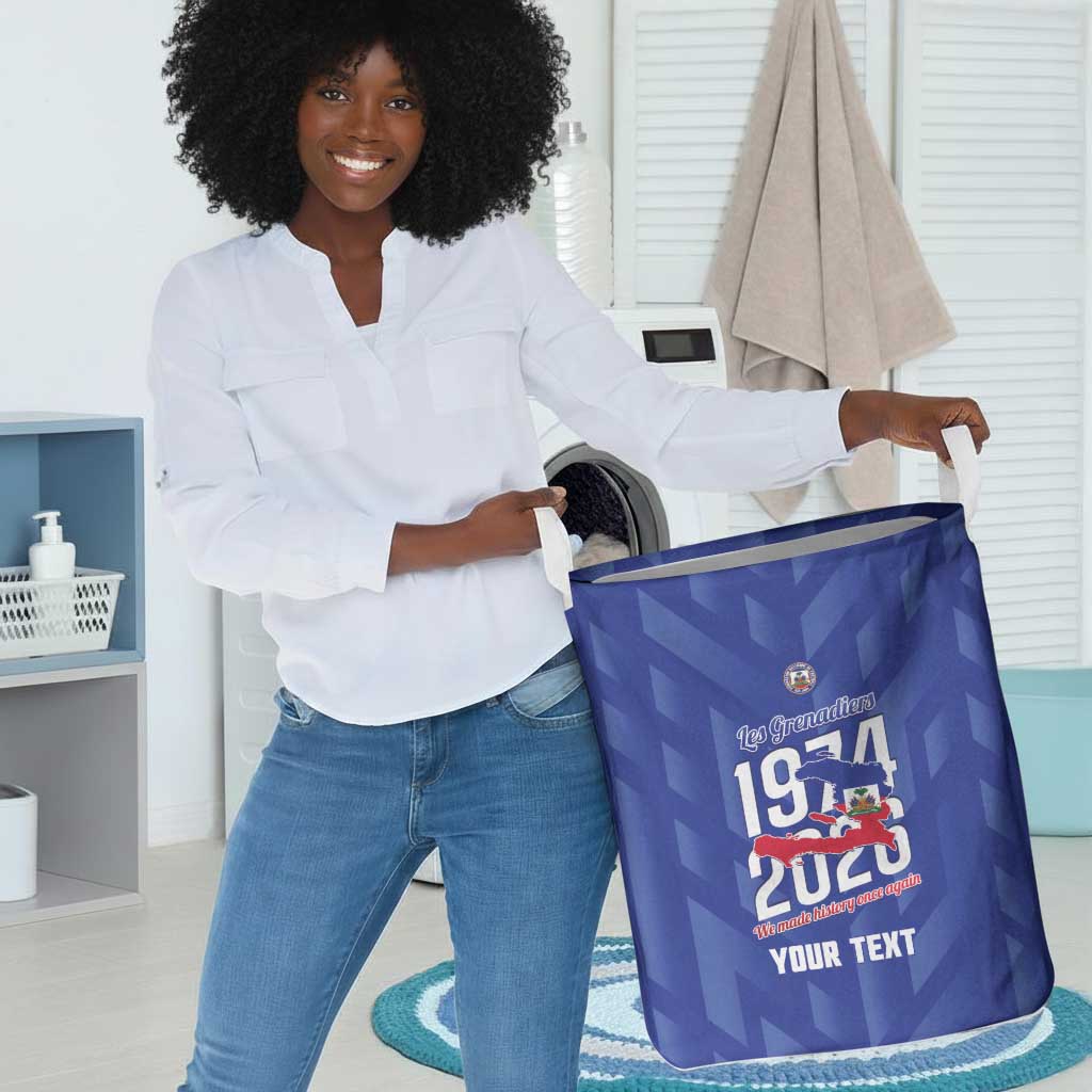 Personalized Afro Haiti Football Laundry Basket Les Grenadiers Made History Once Again Blue Color - African Pride