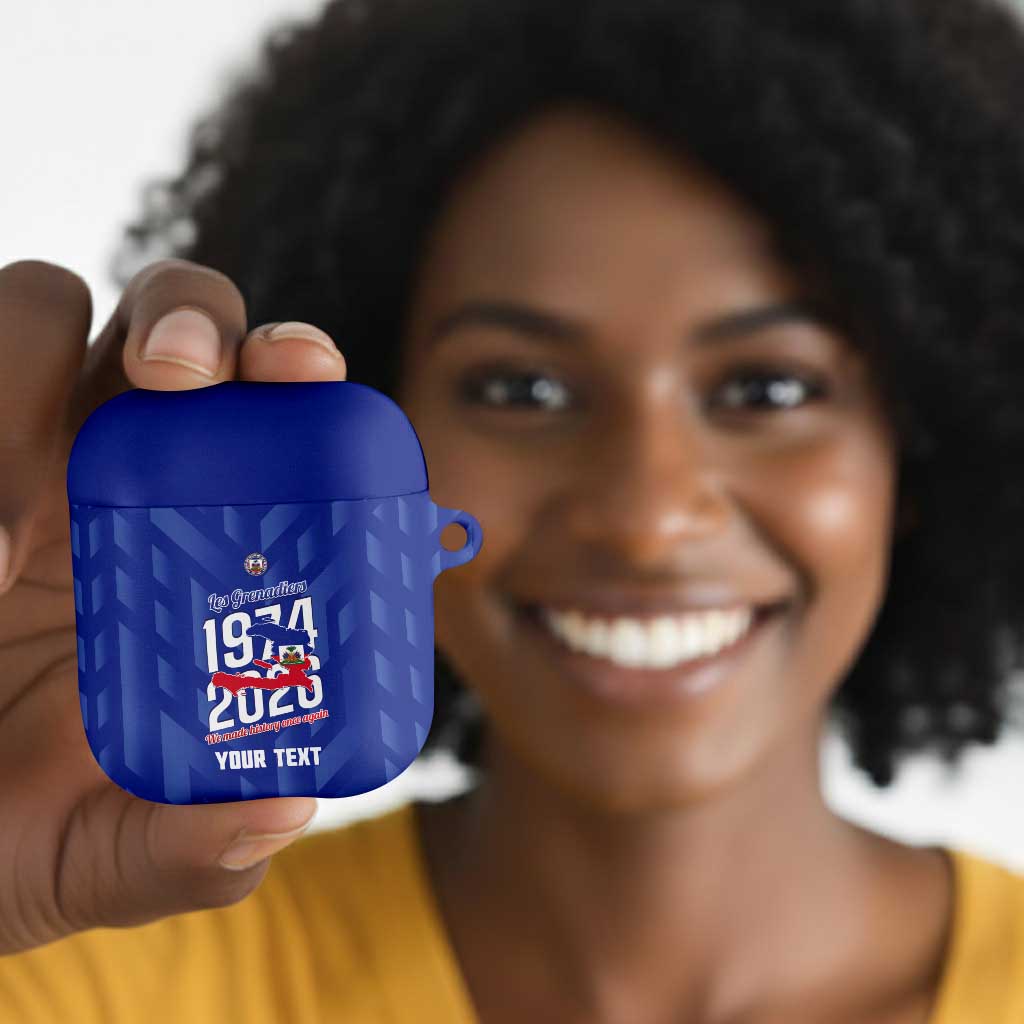 Personalized Haiti Football AirPods Case Les Grenadiers Made History Once Again Blue Color