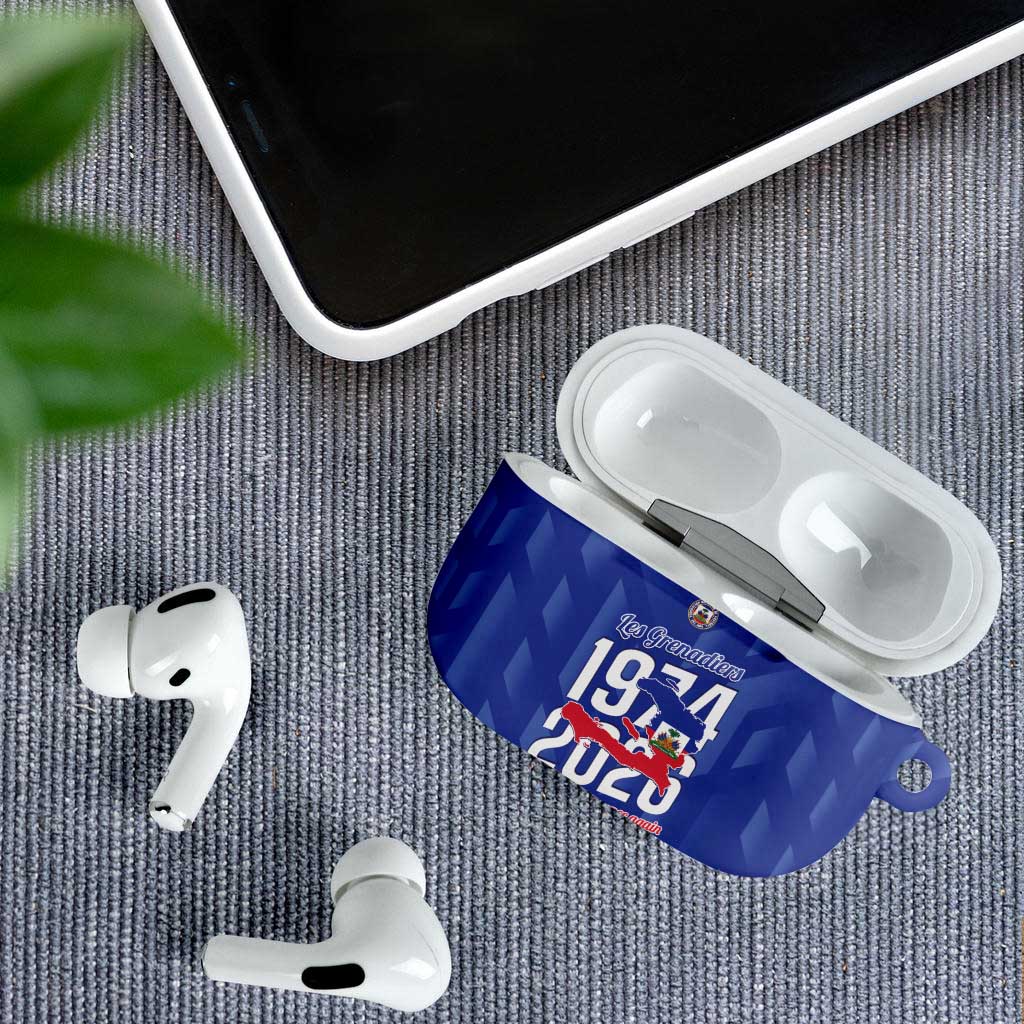 Personalized Haiti Football AirPods Case Les Grenadiers Made History Once Again Blue Color