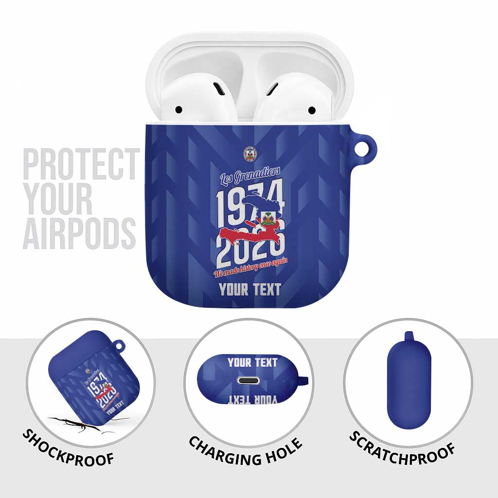 Personalized Haiti Football AirPods Case Les Grenadiers Made History Once Again Blue Color