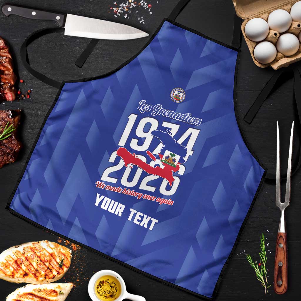 Personalized Haiti Football Apron Les Grenadiers Made History Once Again Blue Color