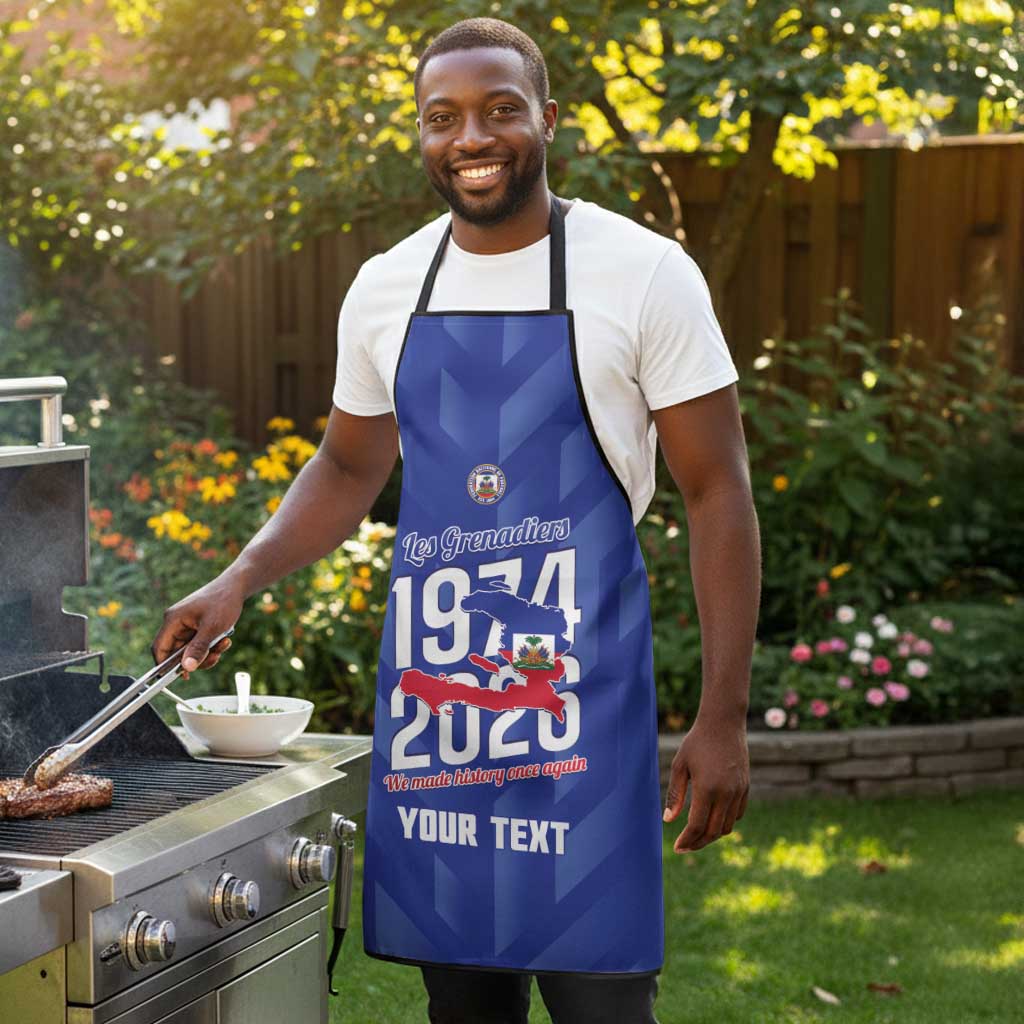 Personalized Haiti Football Apron Les Grenadiers Made History Once Again Blue Color