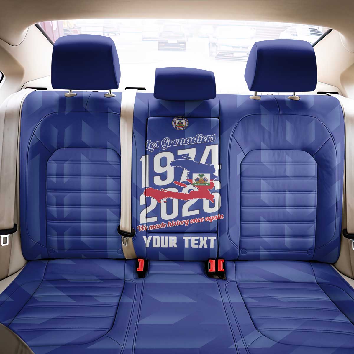 Personalized Afro Haiti Football Back Car Seat Cover Les Grenadiers Made History Once Again Blue Color - African Pride
