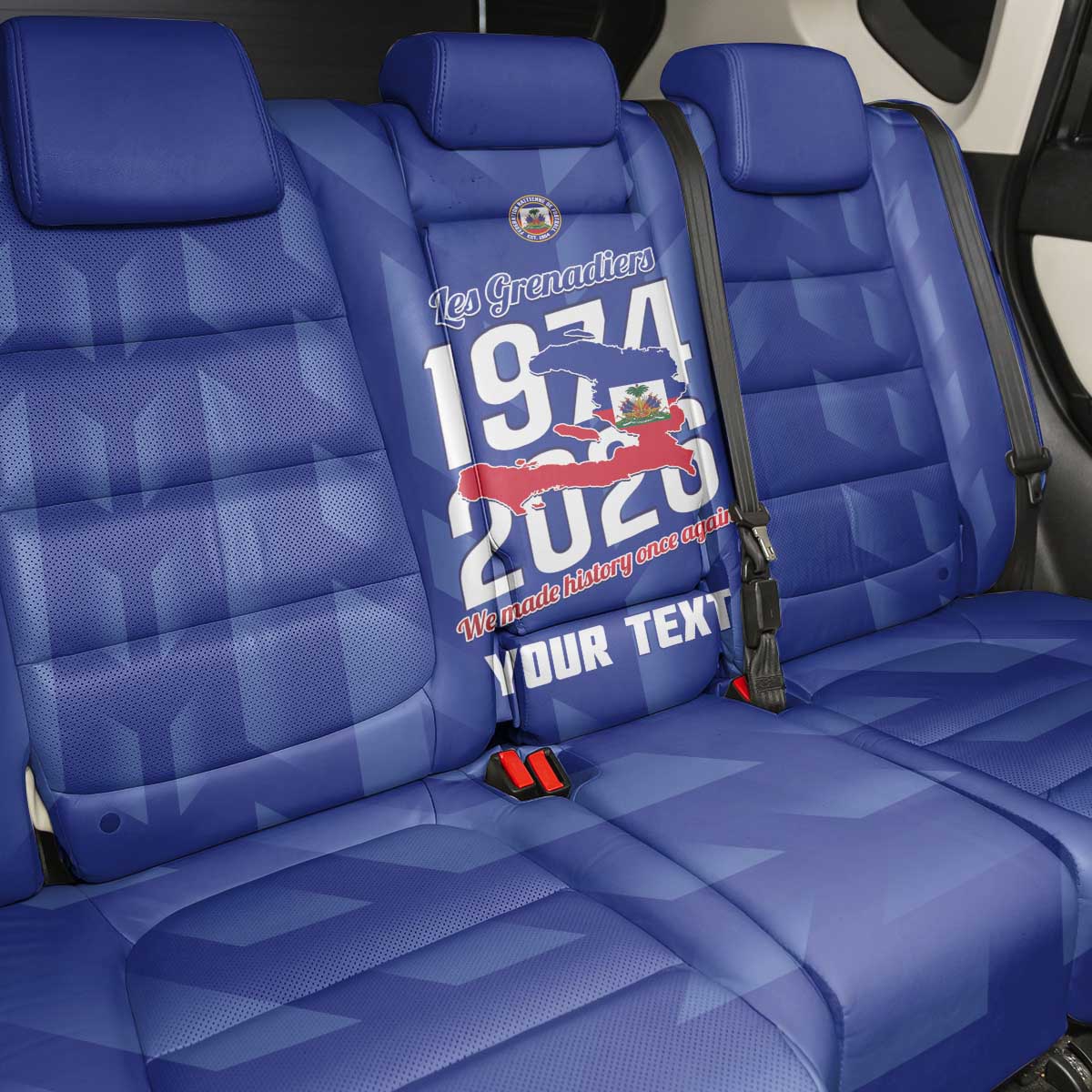 Personalized Afro Haiti Football Back Car Seat Cover Les Grenadiers Made History Once Again Blue Color - African Pride
