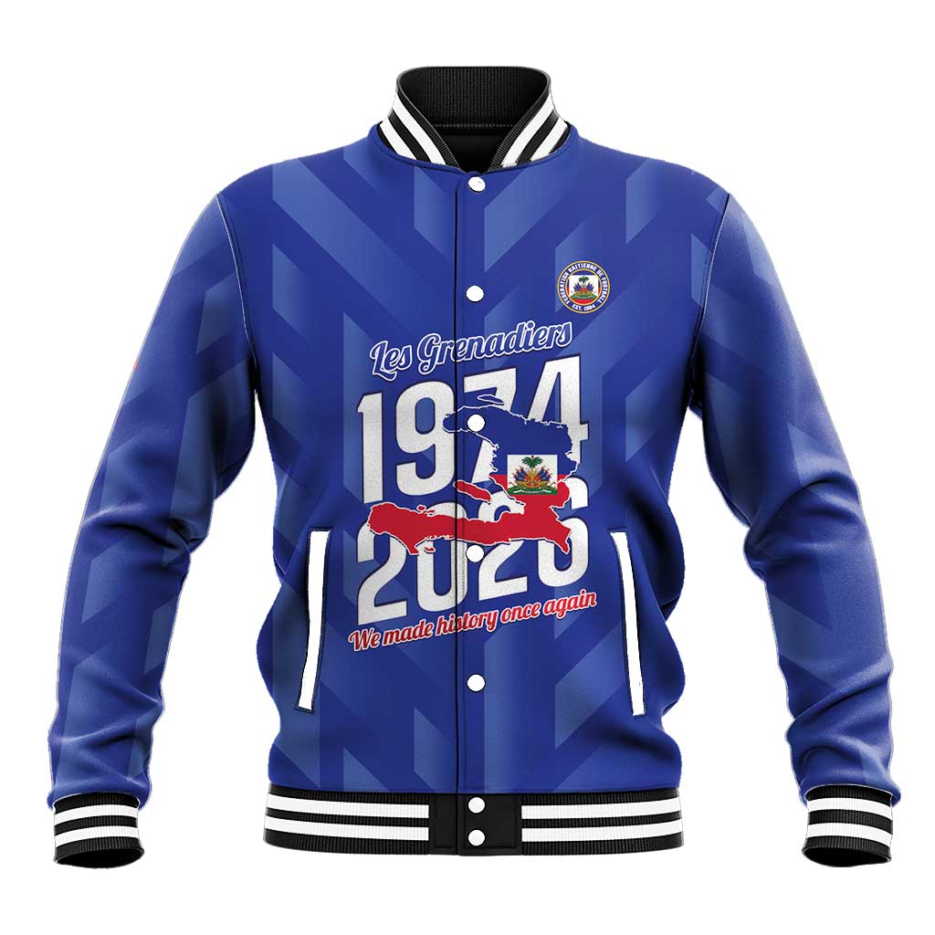 Personalized Afro Haiti Football Baseball Jacket Les Grenadiers Made History Once Again Blue Color - African Pride