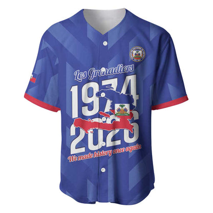 Personalized Afro Haiti Football Baseball Jersey Les Grenadiers Made History Once Again Blue Color LT14