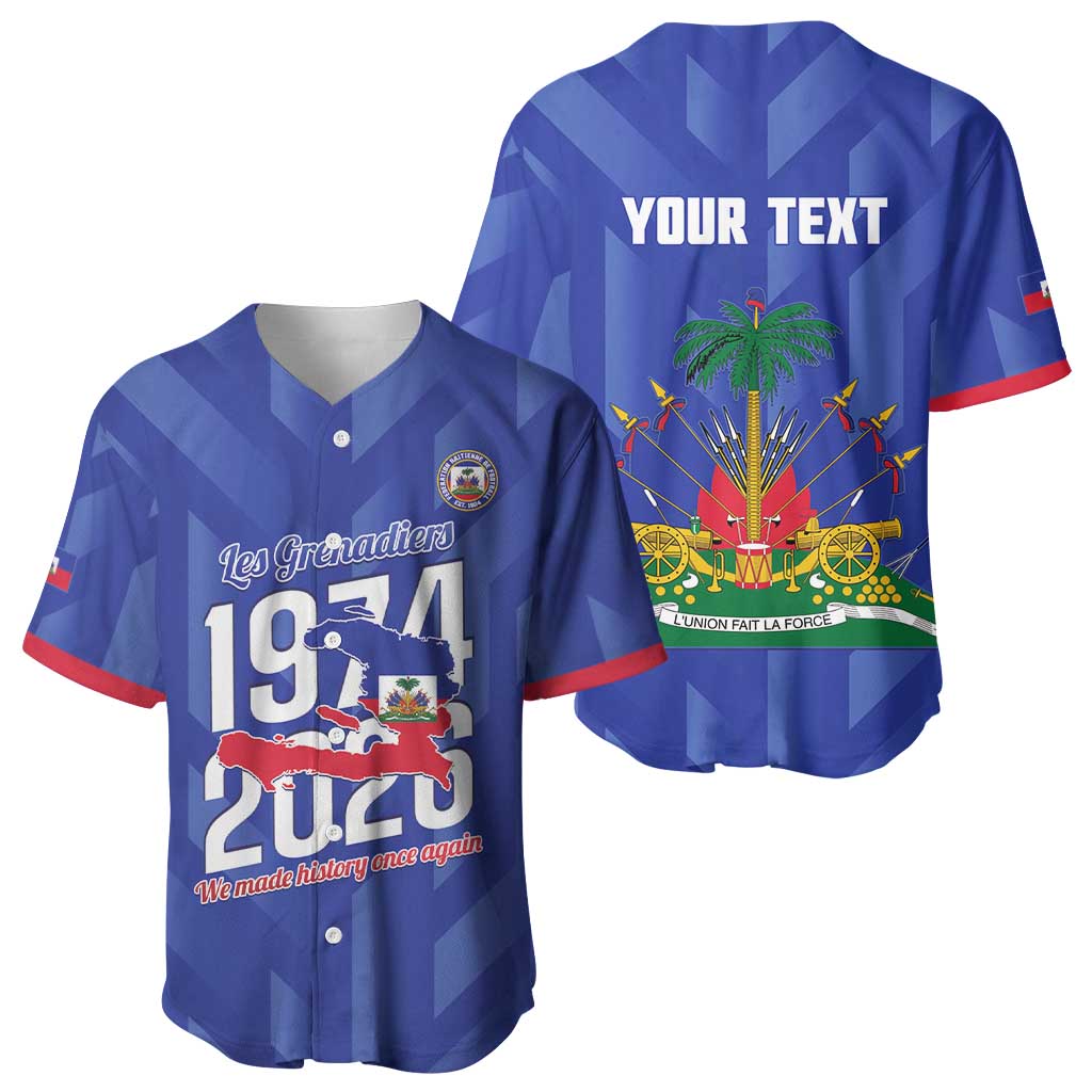 Personalized Afro Haiti Football Baseball Jersey Les Grenadiers Made History Once Again Blue Color LT14