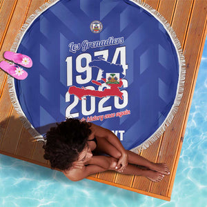 Personalized Afro Haiti Football Beach Blanket Les Grenadiers Made History Once Again Blue Color - African Pride