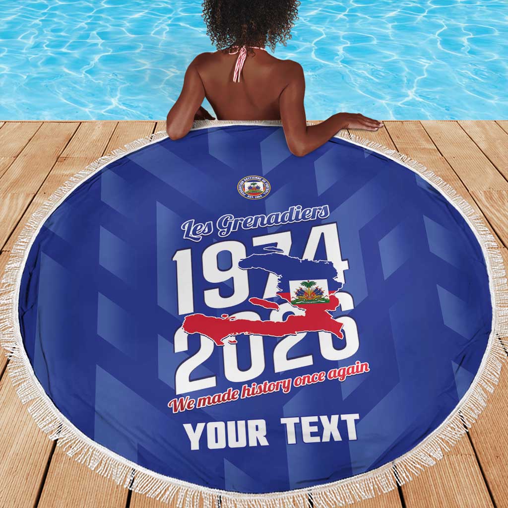Personalized Afro Haiti Football Beach Blanket Les Grenadiers Made History Once Again Blue Color - African Pride